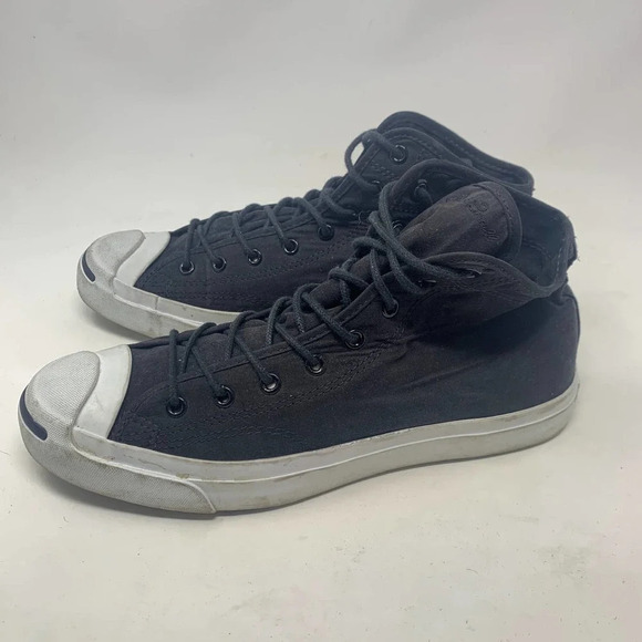 Converse Jack Purcell Canvas High Top‎ Sneakers Black White Size 10.5 - Picture 9 of 12